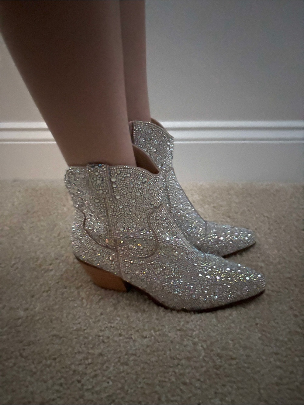 DSW Silver Rhinestone Western Ankle Boots - Picture 3 of 4